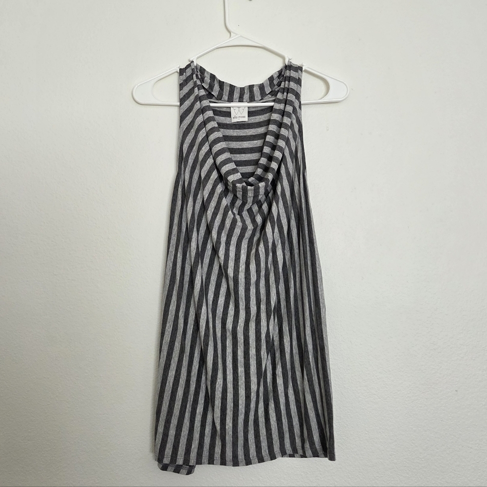 Ella Moss Cowl-neck Gray Striped Tank Top Size Small USA Made